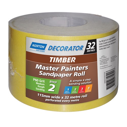Norton Master Painter Timber Sanding Roll 115mm x 32m (60 grit)